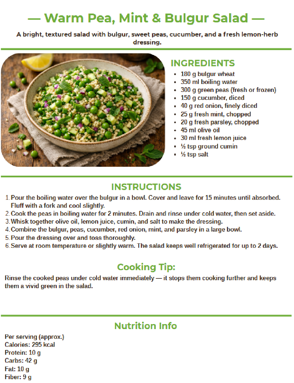 Green pea recipes preview